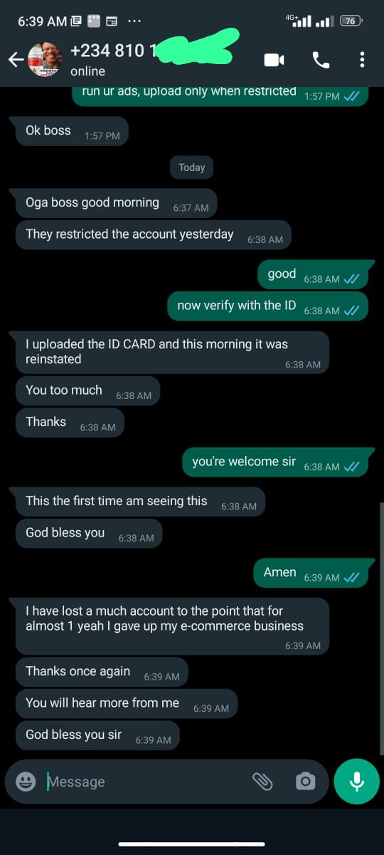 Testimonial screenshot 1